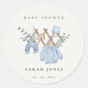 Cute Chic Boy Barnkläders Essential Baby Shower Runt Klistermärke