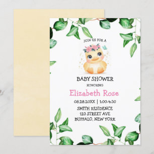Cute Chic Duckling Grönt Ivy Löv Baby Shower Inbjudningar