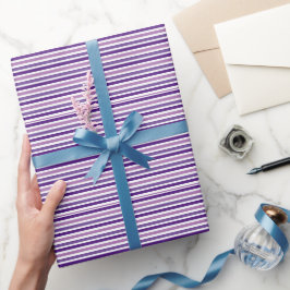 Cute Chic Enkel Lila och Vita Rand Presentpapper