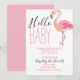 Cute chic flamingo Girl Baby dusch inbjudan
