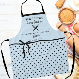 Cute Chic Girly Light Blue and Black Polka Dot