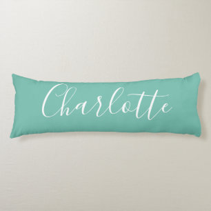 Cute Chic Minimalist Calligraphy Namn Mint Teal  Kroppskudde