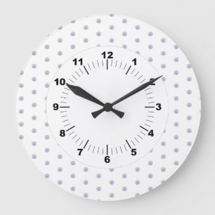 Cute Chic Mönster Flower Lavender Polka Dot Stor Klocka