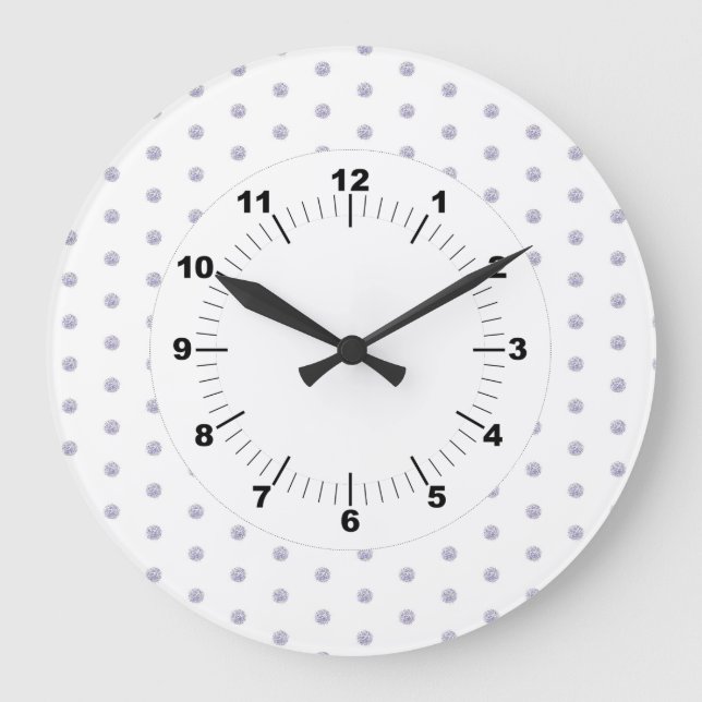 Cute Chic Mönster Flower Lavender Polka Dot Stor Klocka (Framsida)