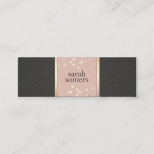 Cute Chic Rosa och svart Guld Konfetti Girly Mini Visitkort