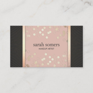 Cute Chic Rosa och svart Guld Konfetti Girly Visitkort