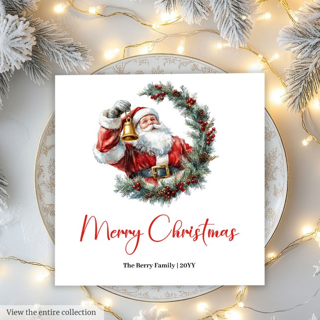 Cute Chic Santa Claus Kids Festive Merry Christmas Pappersservett (Cute Santa Claus Kids Festive Merry Christmas Napkin)