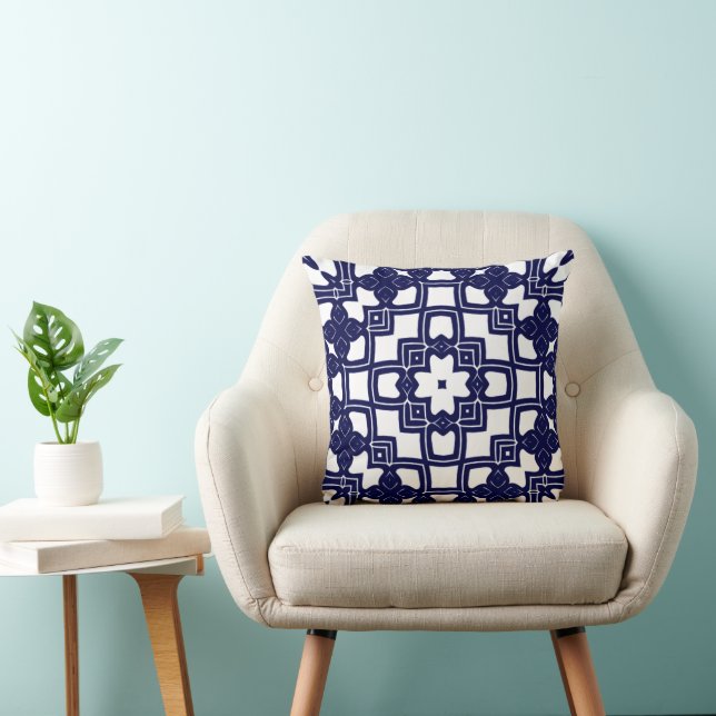 Cute Chic Söt Dutch Delfts Blue Squares Mönster Kudde (Stol)