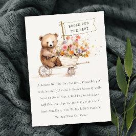 Cute Chic Teddy Blommigt Cart Bokar for Baby Showe Tilläggskort