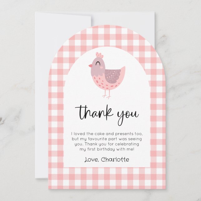 Cute Chick Birday Photo Tackto You Card Inbjudningar (Framsida)