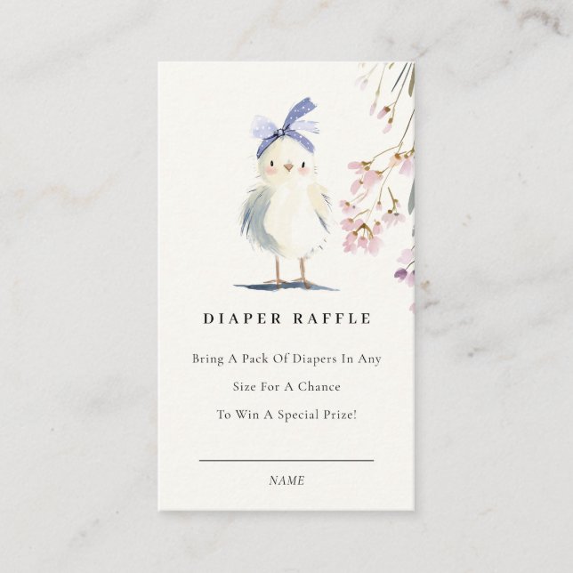 Cute Chick Farm Floral Diaper Raffle Baby Shower Tilläggskort (Framsida)