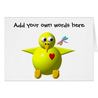 Cute chick med Dragonfly Hälsningskort