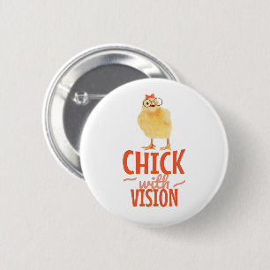 Cute Chick med glasögon - Chick med sikt Knapp