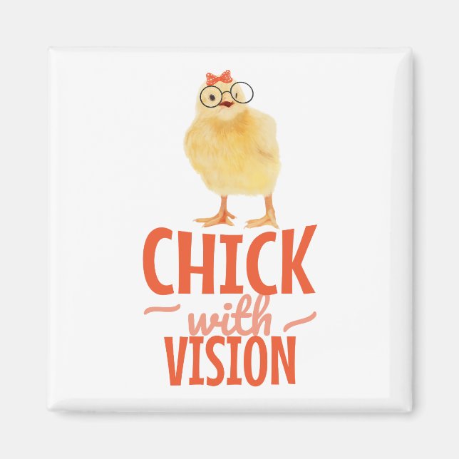 Cute Chick med glasögon - Chick med sikt Magnet (Framsidan)