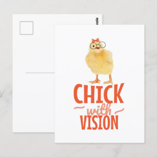 Cute Chick med glasögon - Chick med sikt Vykort