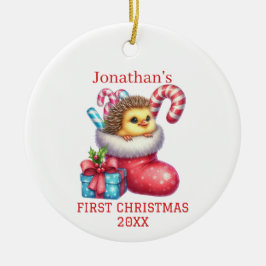 Cute Chick med Hedgehog Päls jul Julgransprydnad Keramik