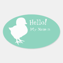 Cute Chick Namn bricka Ovalt Klistermärke