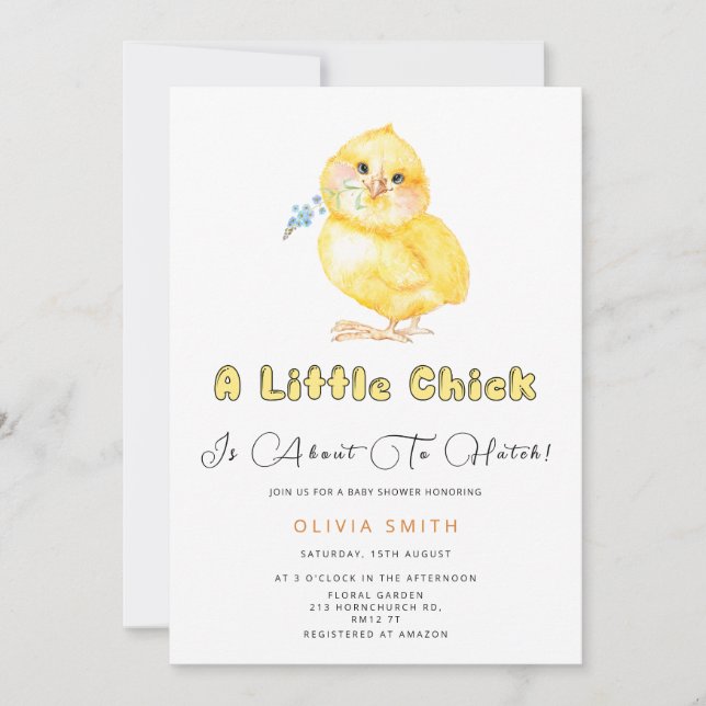 Cute-Chick om till Hatch Baby Shower-inbjudan Inbjudningar (Framsida)