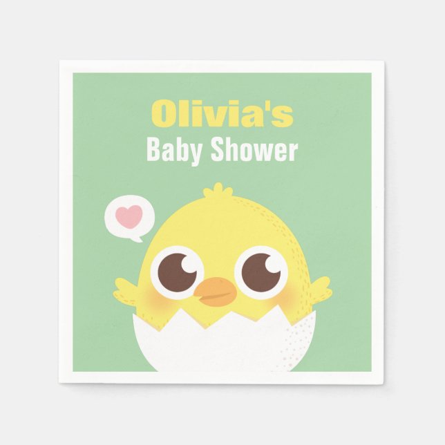 Cute Chick om till Hatch Baby Shower Napkins Pappersservett (Framsidan)