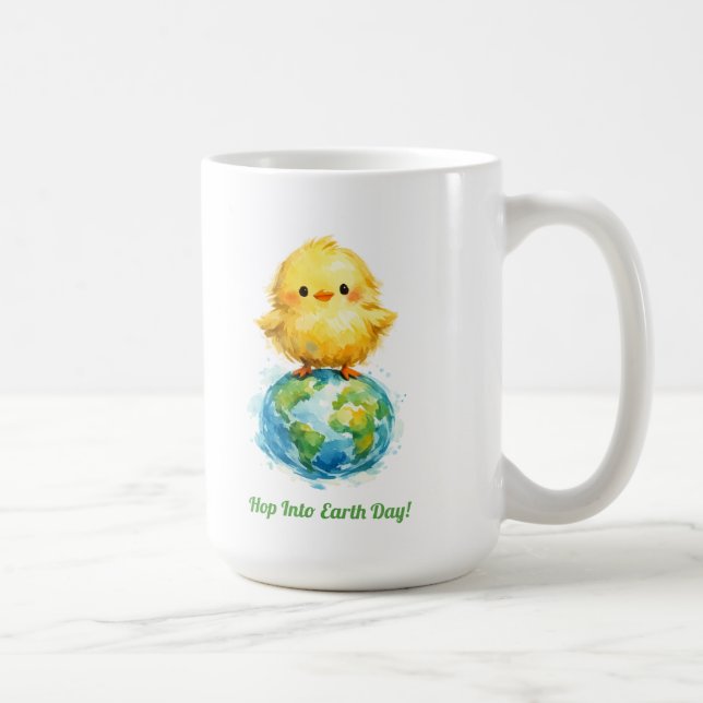 Cute Chick on Globe - Easter & Earth Day Design Kaffemugg (Höger)
