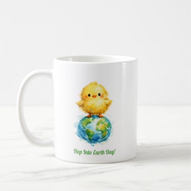 Cute Chick on Globe - Easter & Earth Day Design Kaffemugg (Vänster)