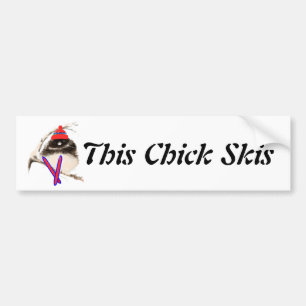 Cute Chick, Ski, Skiing, Little Bird Sports Bildekal
