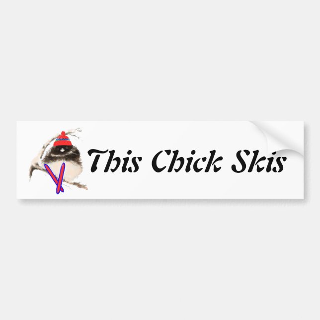 Cute Chick, Ski, Skiing, Little Bird Sports Bildekal (Framsidan)