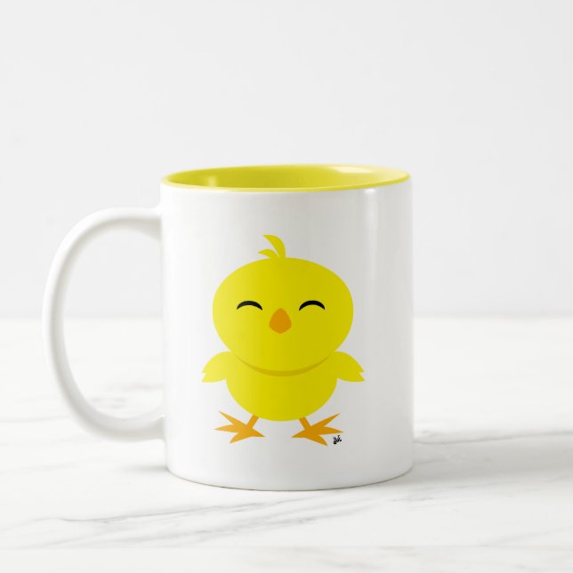 Cute Chick Smile Coffee Mugg (Vänster)