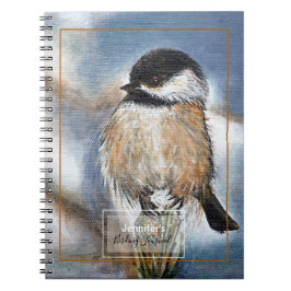 Cute Chickadee Art med Namn Anteckningsbok