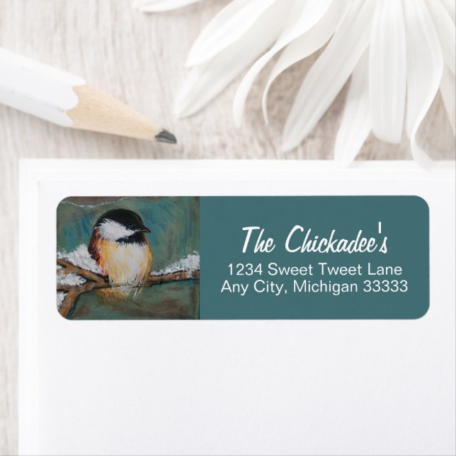 Cute Chickadee Art Returadress Etikett (Insitu)