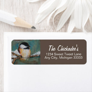 Cute Chickadee Bird Art Label Returadress Etikett