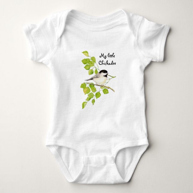 Cute Chickadee Bird My Little Chickadee Quote Tee Shirt (Framsida)