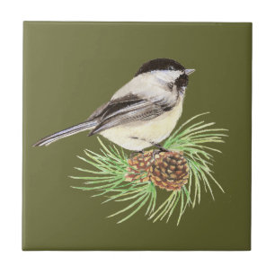 Cute Chickadee Bird, Nature, Wildlife, Animal Kakelplatta