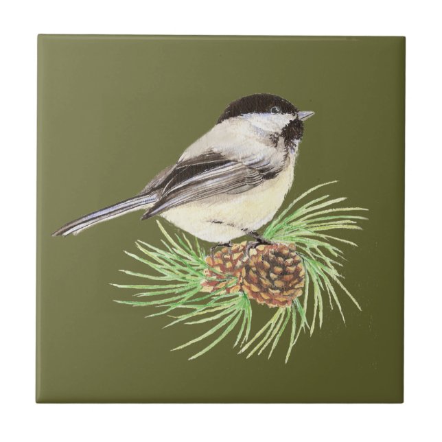Cute Chickadee Bird, Nature, Wildlife, Animal Kakelplatta (Framsidan)