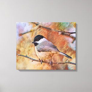 Cute Chickadee Bird Photographic Art Canvastryck