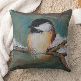 Cute Chickadee Black Caps Art Kudde