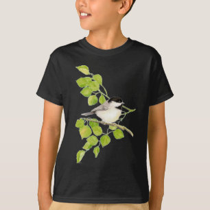 Cute Chickadee in Poplar, Bird, Träd, Natur Tee Shirt