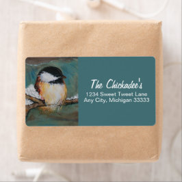 Cute Chickadee Sång Bird Art Label Fraktsedel