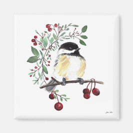 Cute Chickadee Watercolor Art Magnet