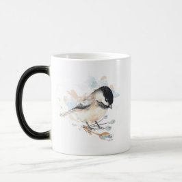 Cute Chickadee Watercolor Magisk Mugg