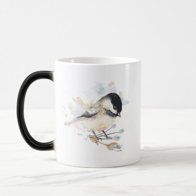 Cute Chickadee Watercolor Magisk Mugg (Vänster)