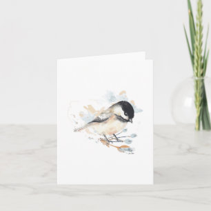 Cute Chickadee Watercolor Note-kort Anteckningskort