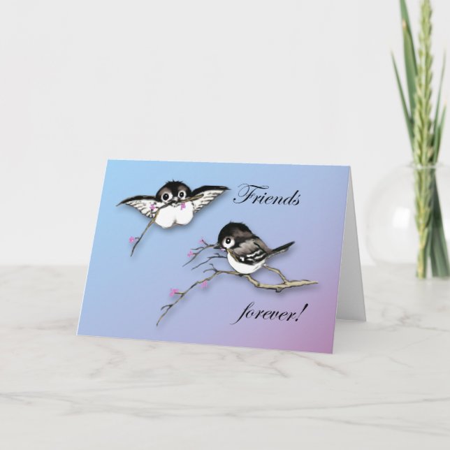 Cute Chickadees Card Friends Forever Kort (Framsida)