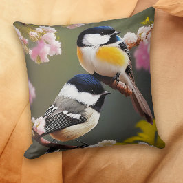 Cute Chickadees Vår Birds Kudde