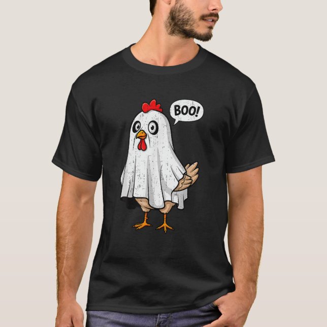 Cute Chicken Boo Happy Halloween Costume Men Women T Shirt (Framsida)