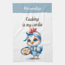 Cute Chicken Cooking Breakfast Funny Kitchen Quote Kökshandduk