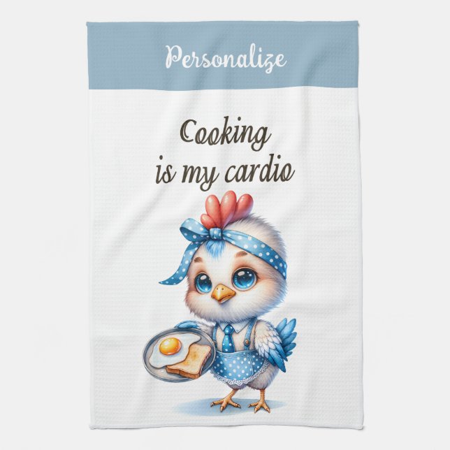 Cute Chicken Cooking Breakfast Funny Kitchen Quote Kökshandduk (Vertikal)