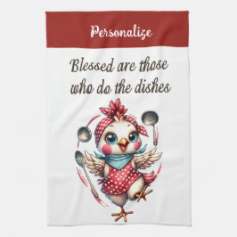 Cute Chicken Cooking Funnyy Kitchen Quote Kökshandduk