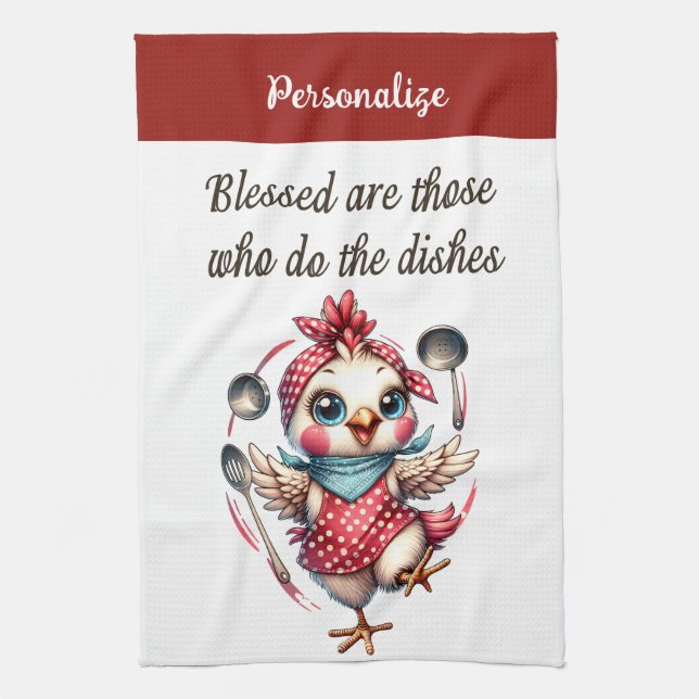 Cute Chicken Cooking Funnyy Kitchen Quote Kökshandduk (Vertikal)