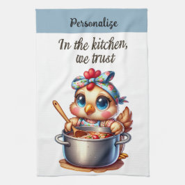 Cute Chicken Cooking Pot on Stove Kökshandduk